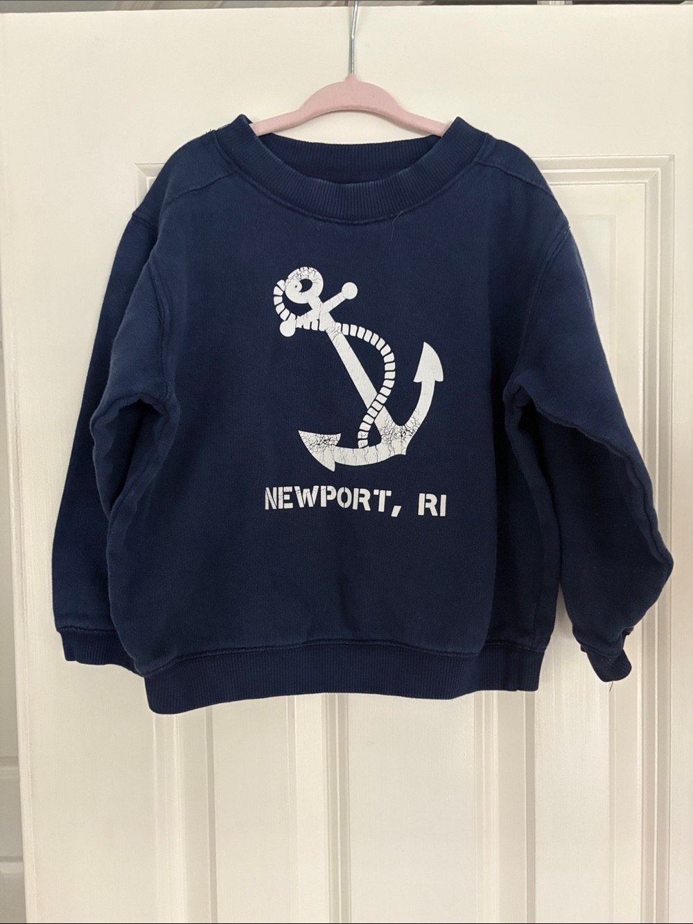 Newport RI Navy Sweatshirt with White Anchor Graphic - Picture 1 of 5